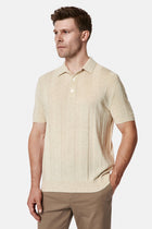 Orta Bej Regular Fit Lyocell Keten Karışımlı Düğmeli Polo Yaka Örme T-shirt