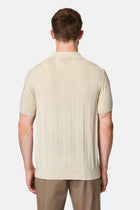 Orta Bej Regular Fit Lyocell Keten Karışımlı Düğmeli Polo Yaka Örme T-shirt