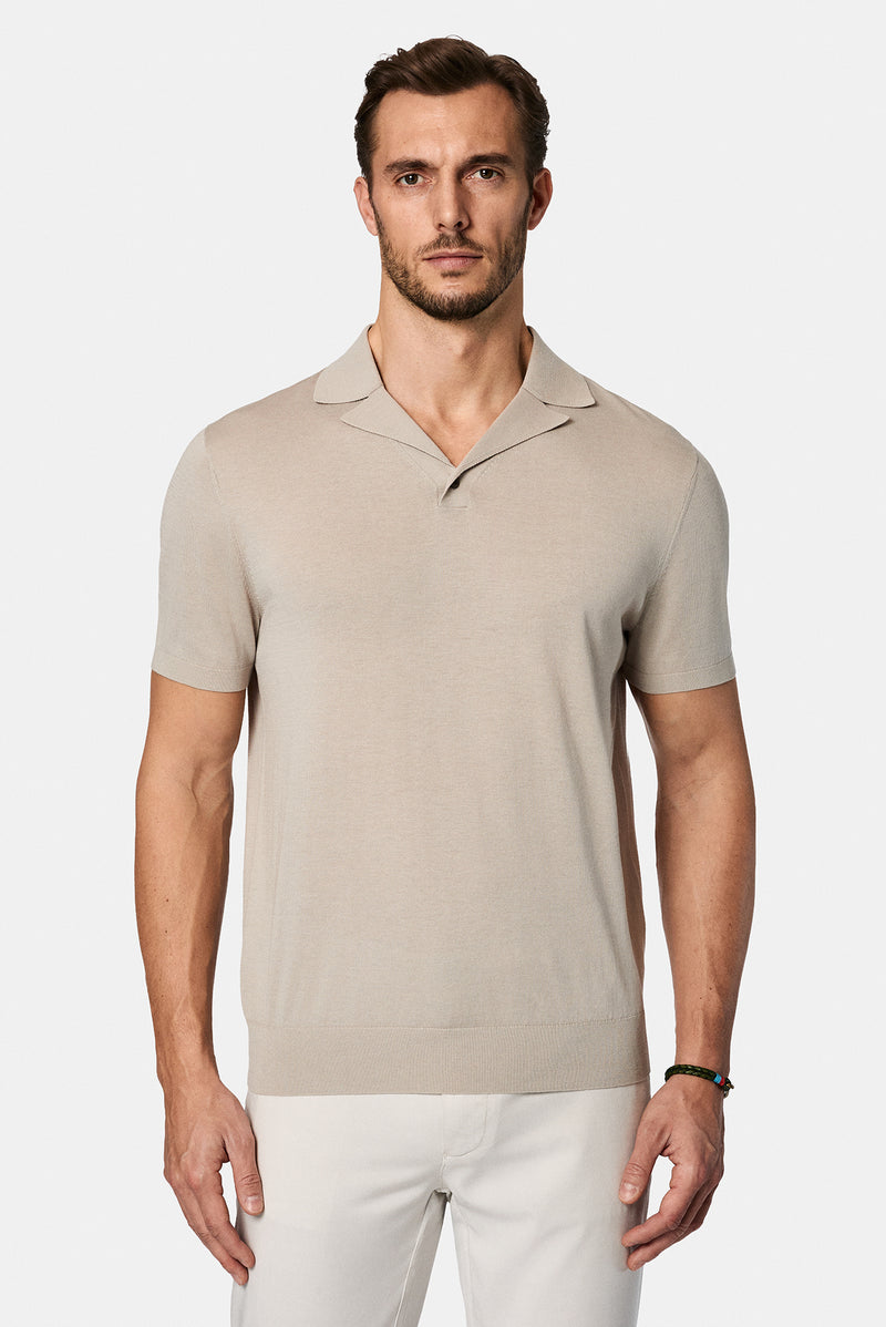 Ta? Regular Fit Lyocell ?pek Kar???ml? Dü?meli Polo Yaka T-shirt-Abdullah Ki??l?