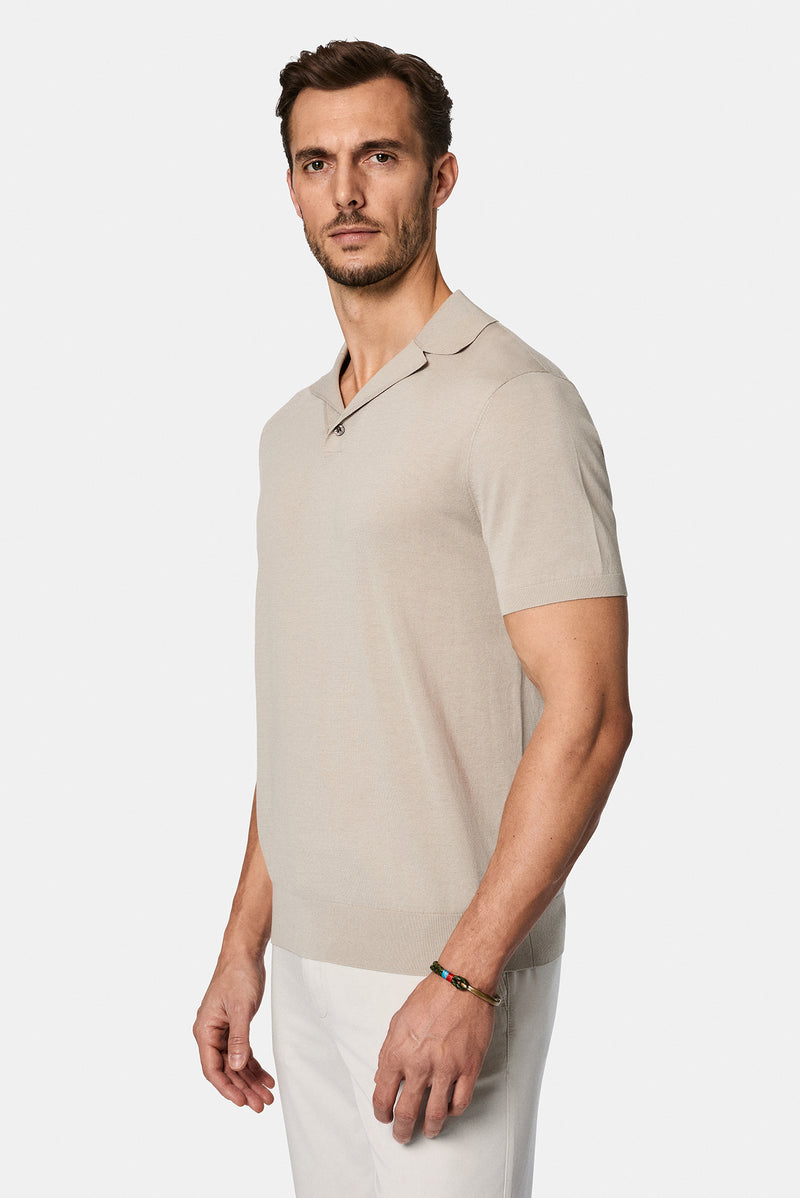 Ta? Regular Fit Lyocell ?pek Kar???ml? Dü?meli Polo Yaka T-shirt-Abdullah Ki??l?