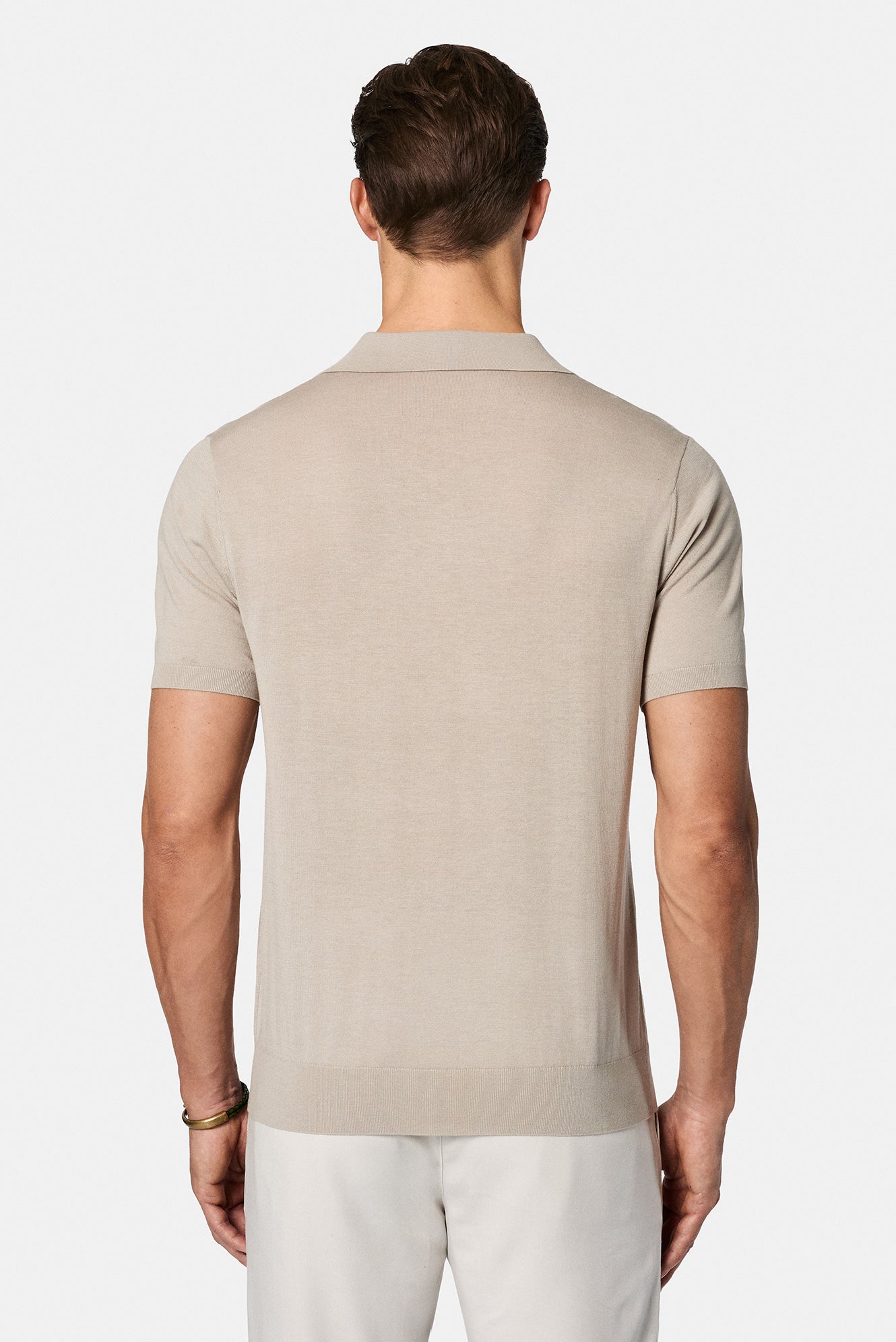 Erkek Taş Regular Fit Lyocell İpek Karışımlı Düğmeli Polo Yaka T