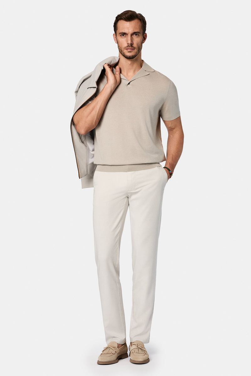 Taş Regular Fit Lyocell İpek Karışımlı Düğmeli Polo Yaka T-shirt