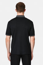 Siyah Regular Fit Düğmeli Polo Yaka Desenli Nakışlı Cepli Pamuklu T-shirt