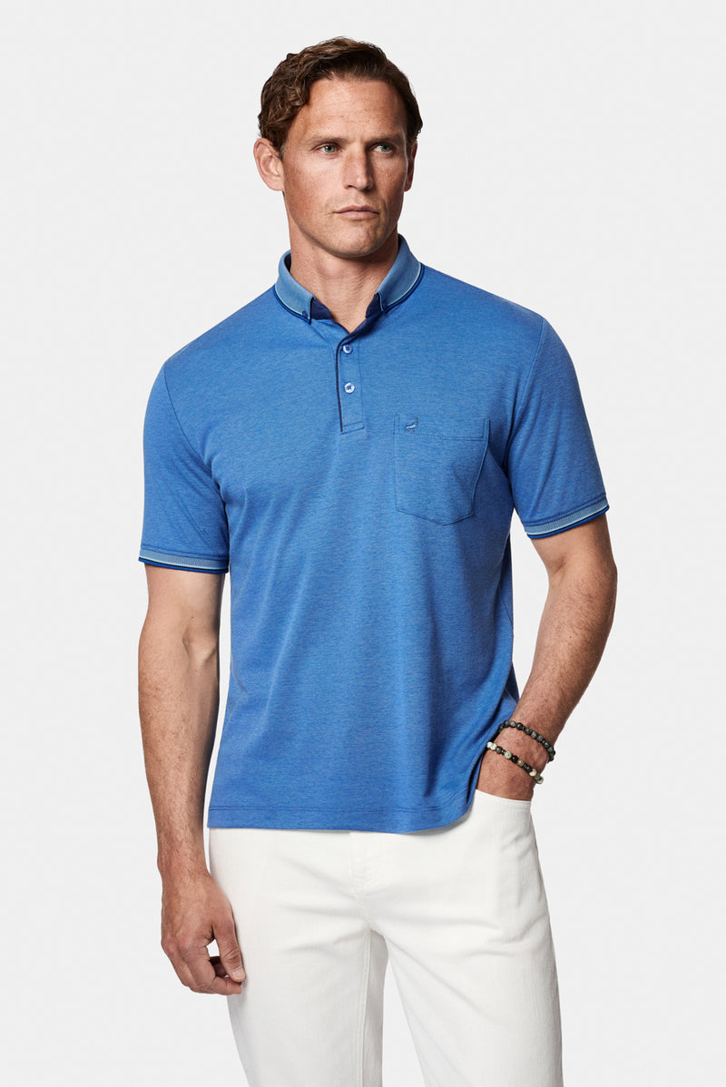 İndigo Regular Fit Düğmeli Polo Yaka Desenli Nakışlı Cepli Pamuklu T-shirt