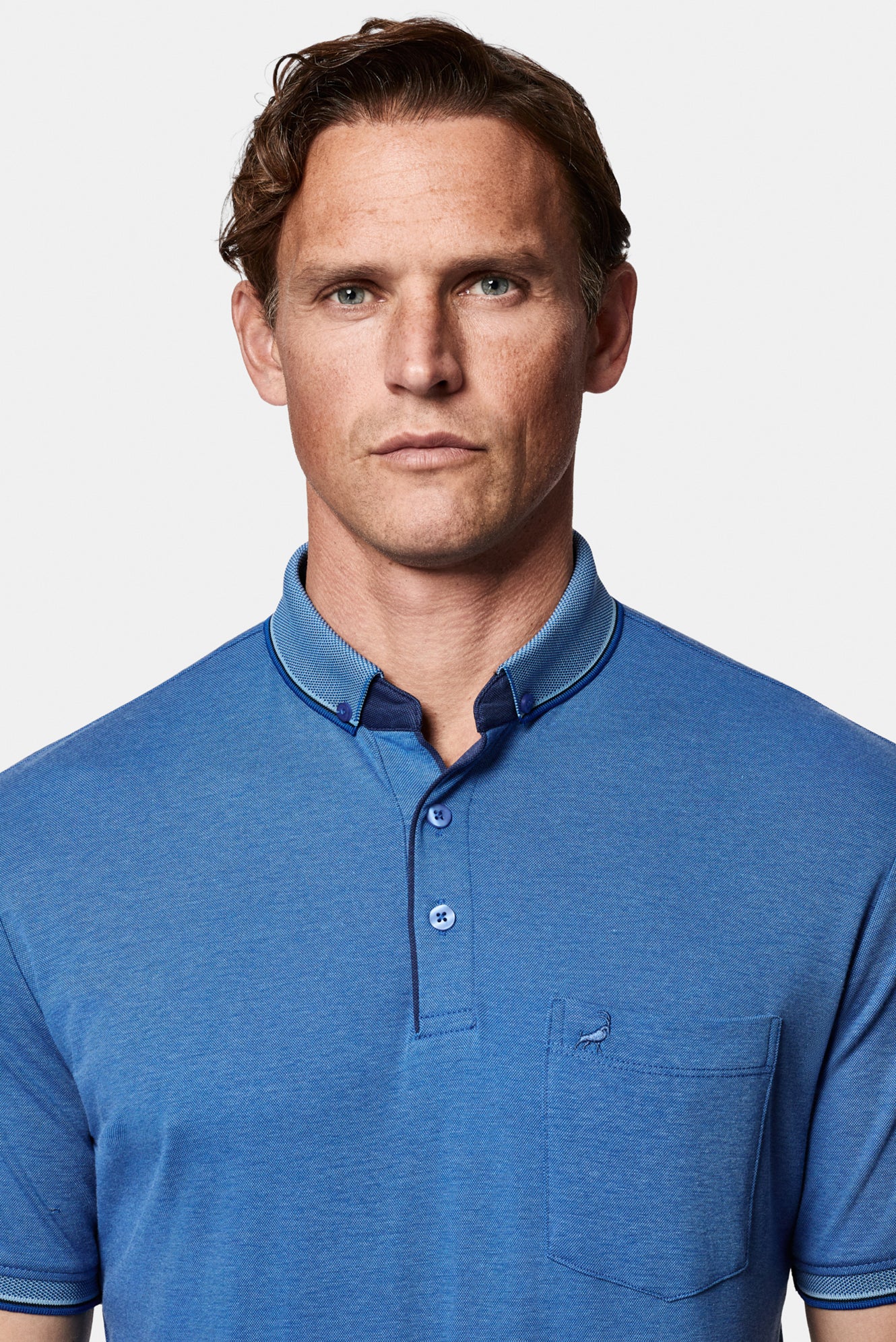 İndigo Regular Fit Düğmeli Polo Yaka Desenli Nakışlı Cepli Pamuklu T-shirt