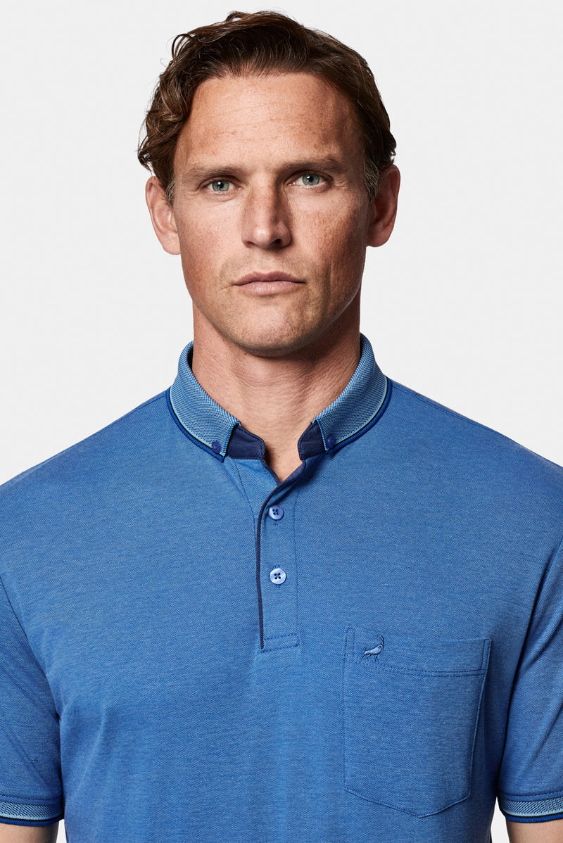 İndigo Regular Fit Düğmeli Polo Yaka Desenli Nakışlı Cepli Pamuklu T-shirt