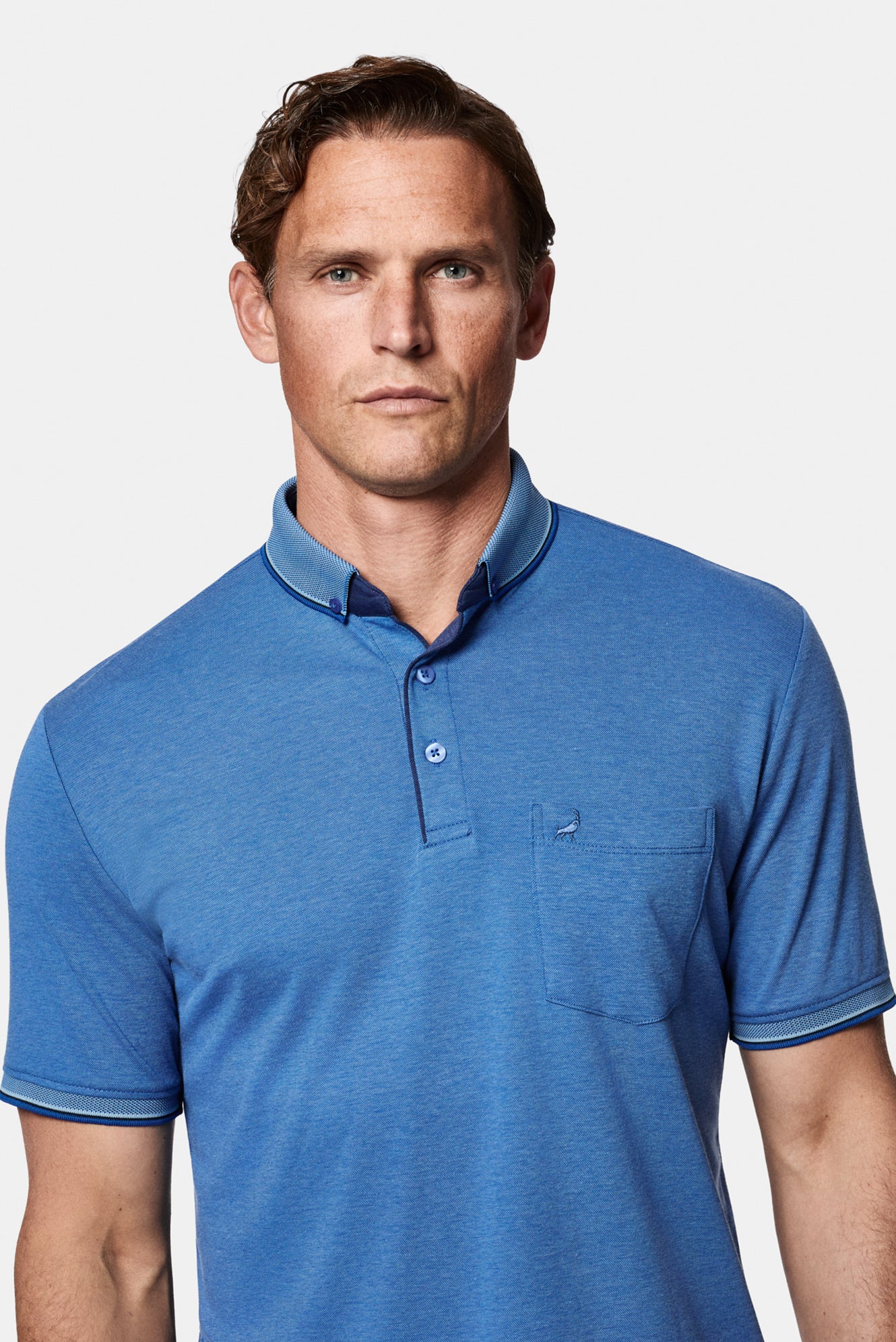 İndigo Regular Fit Düğmeli Polo Yaka Desenli Nakışlı Cepli Pamuklu T-shirt