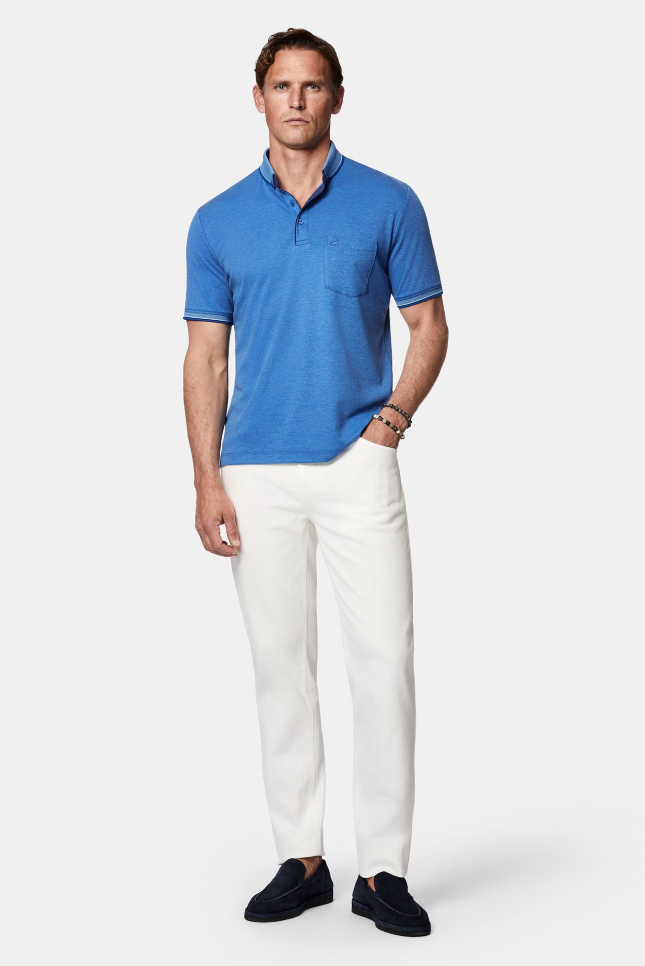 İndigo Regular Fit Düğmeli Polo Yaka Desenli Nakışlı Cepli Pamuklu T-shirt
