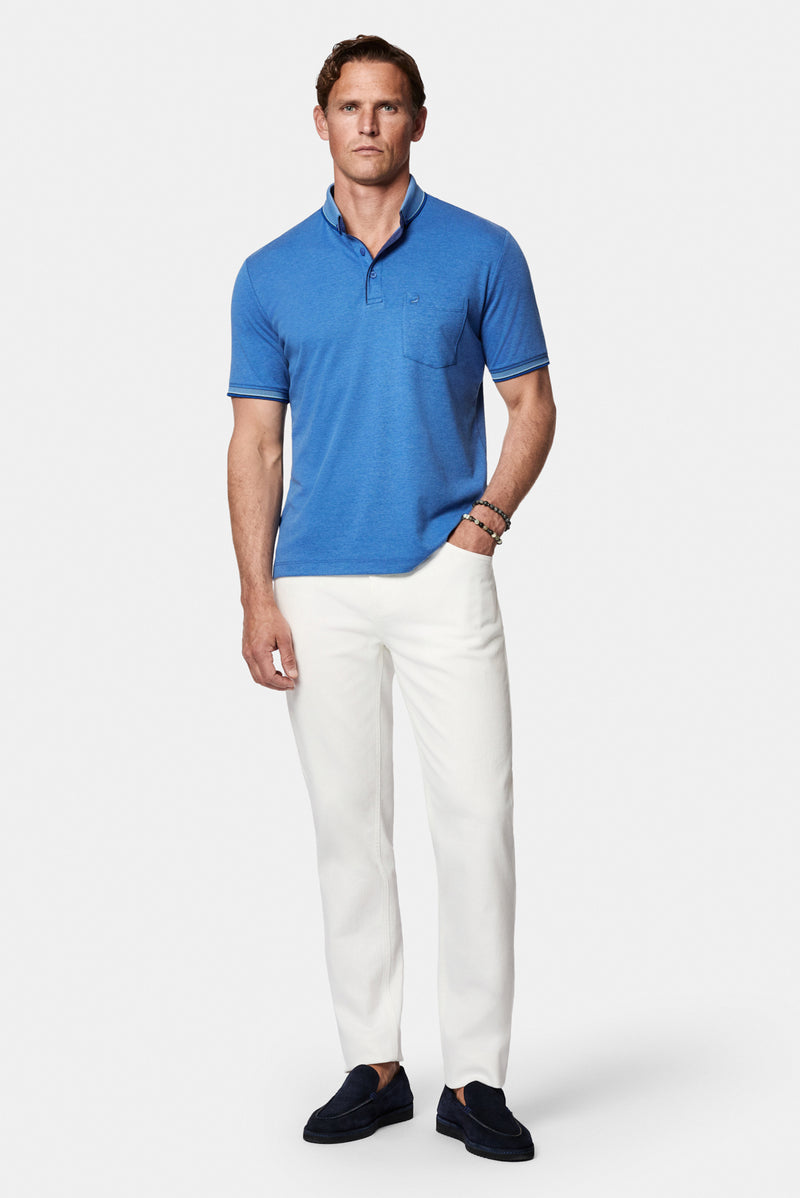 İndigo Regular Fit Düğmeli Polo Yaka Desenli Nakışlı Cepli Pamuklu T-shirt