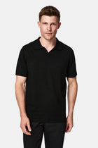 Siyah Regular Fit Polo Yaka Örme T-shirt