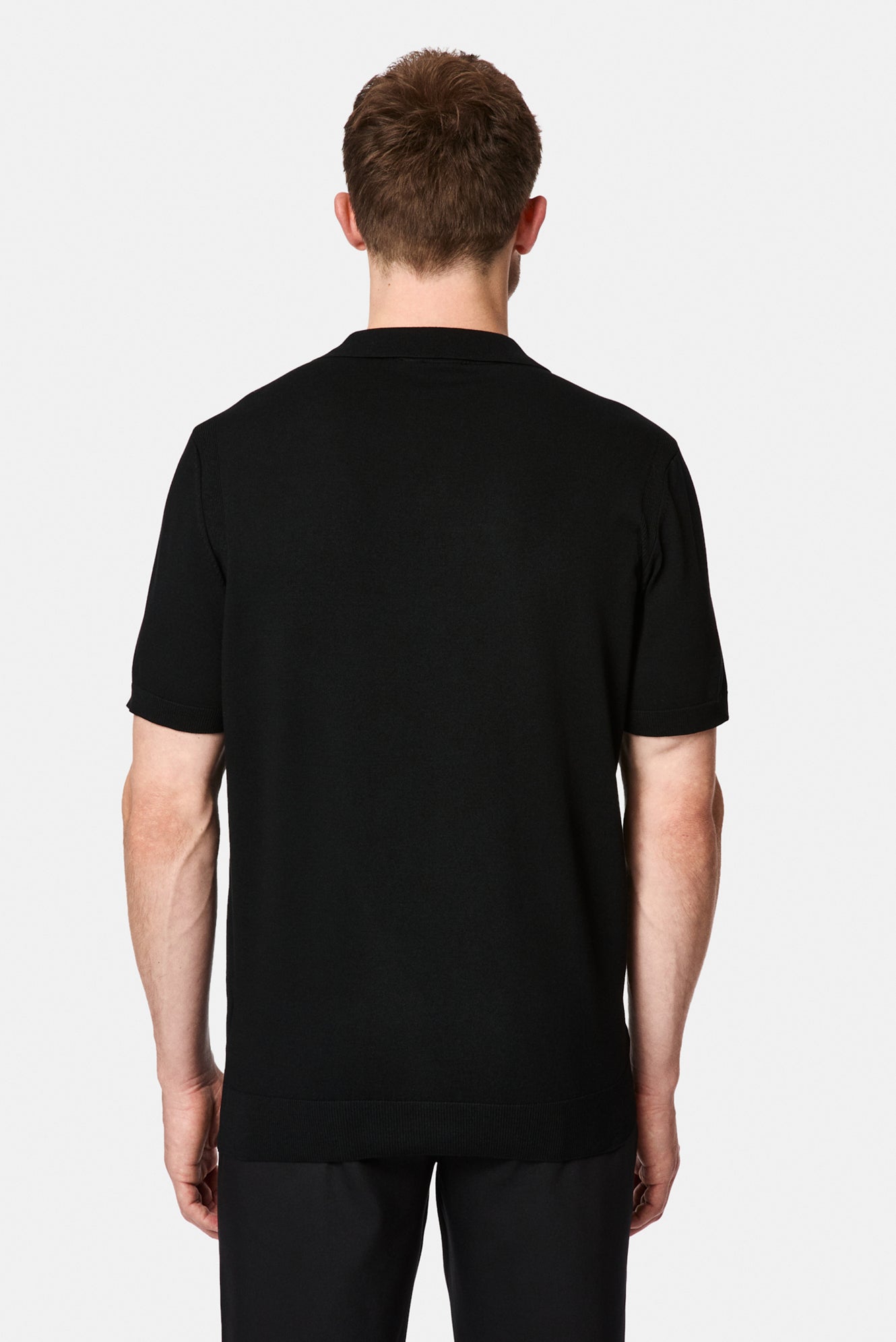 Siyah Regular Fit Polo Yaka Örme T-shirt