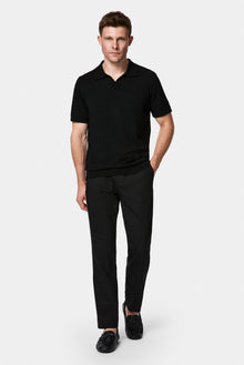 Siyah Regular Fit Polo Yaka Örme T-shirt