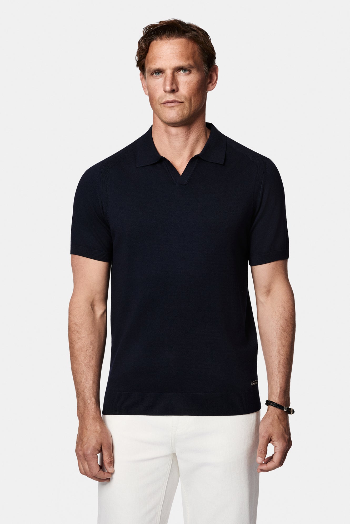 Koyu Lacivert Regular Fit Polo Yaka Örme T-shirt