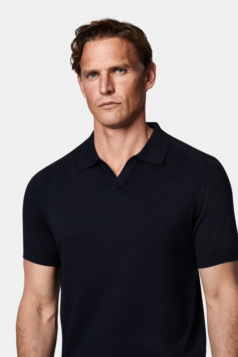 Koyu Lacivert Regular Fit Polo Yaka Örme T-shirt