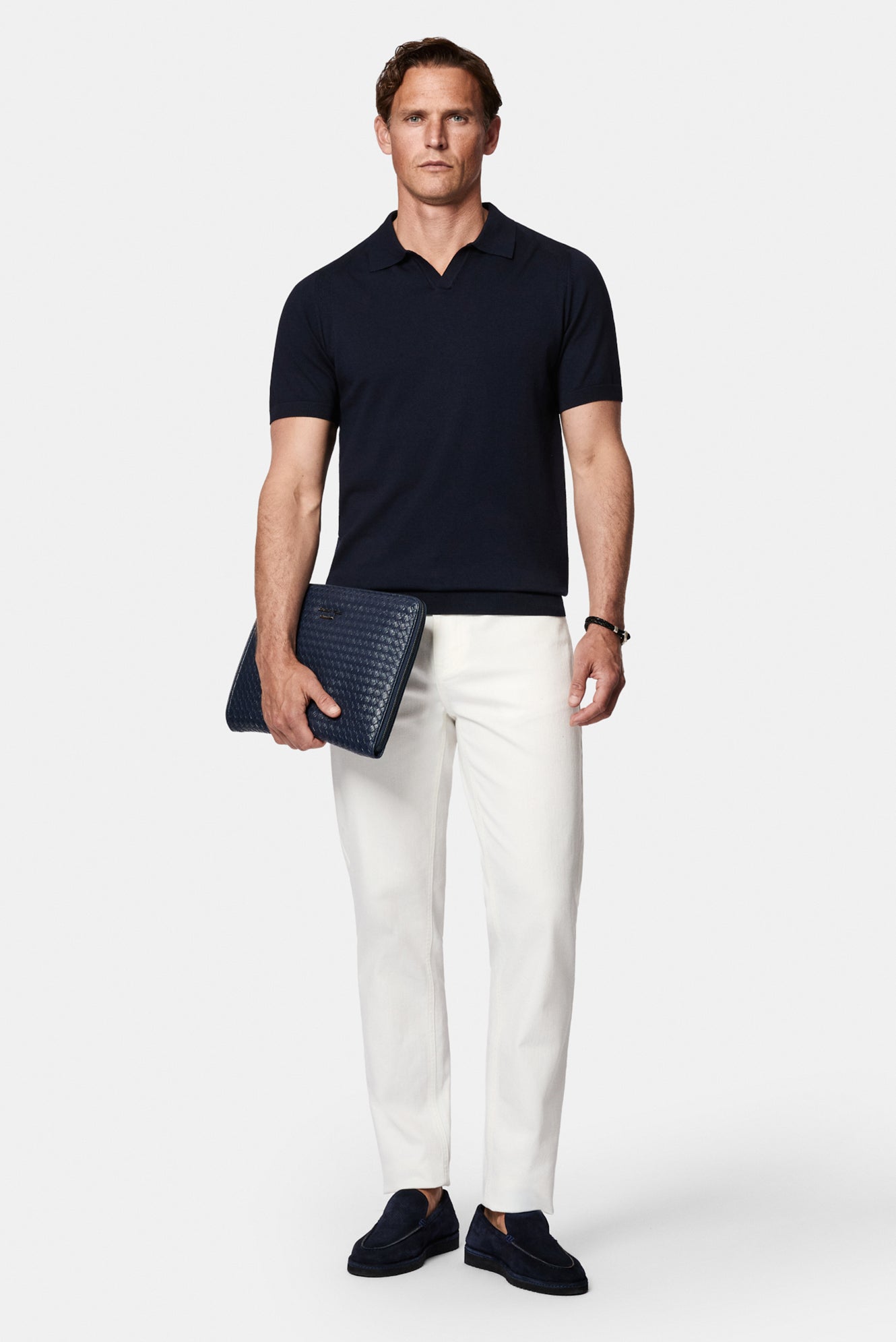 Koyu Lacivert Regular Fit Polo Yaka Örme T-shirt