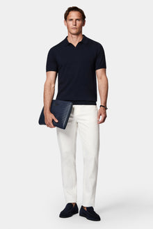 Koyu Lacivert Regular Fit Polo Yaka Örme T-shirt