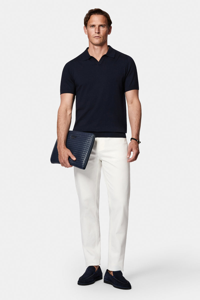Koyu Lacivert Regular Fit Polo Yaka Örme T-shirt