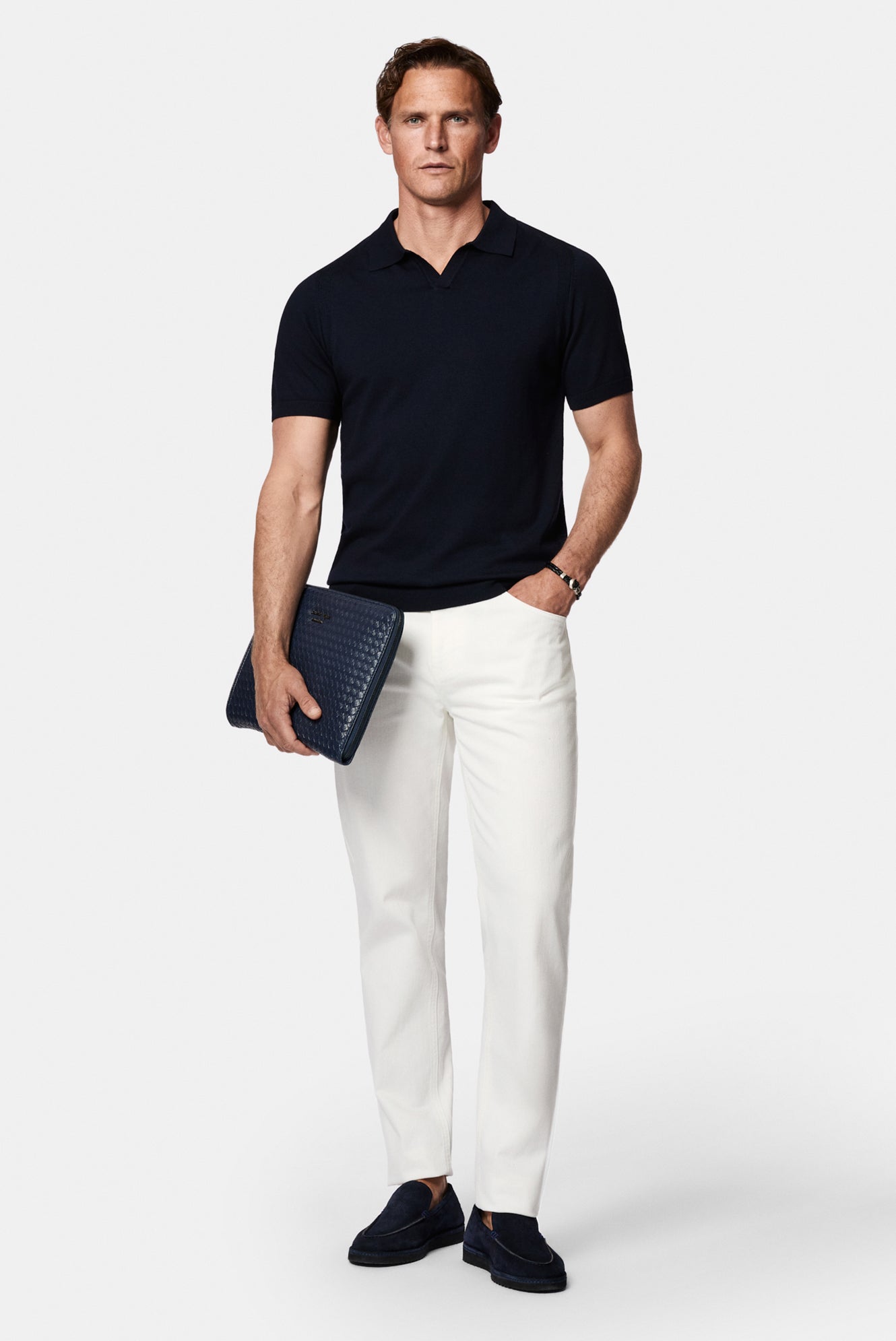 Koyu Lacivert Regular Fit Polo Yaka Örme T-shirt