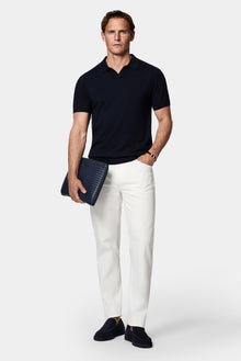 Koyu Lacivert Regular Fit Polo Yaka Örme T-shirt