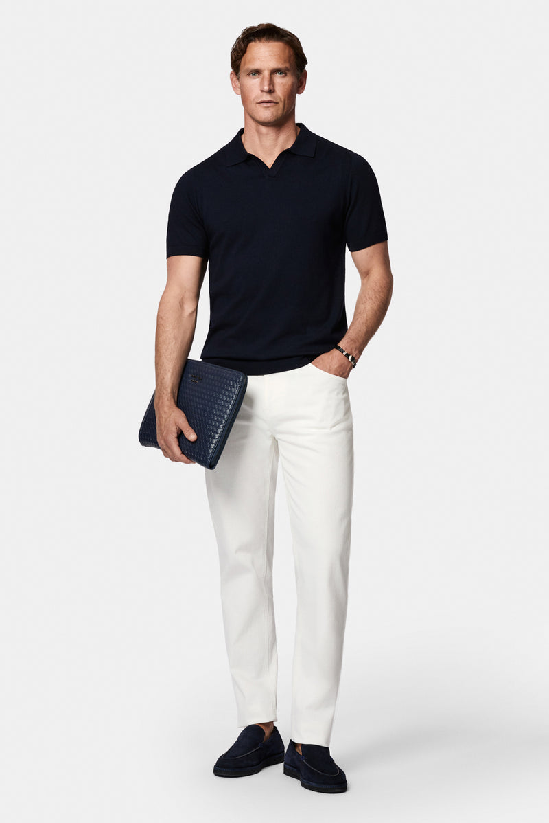 Koyu Lacivert Regular Fit Polo Yaka Örme T-shirt