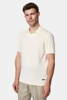Kırık Beyaz Regular Fit Polo Yaka Örme T-shirt