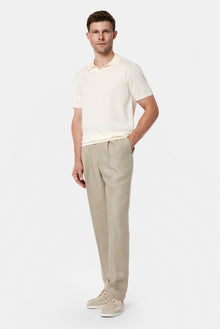 Kırık Beyaz Regular Fit Polo Yaka Örme T-shirt