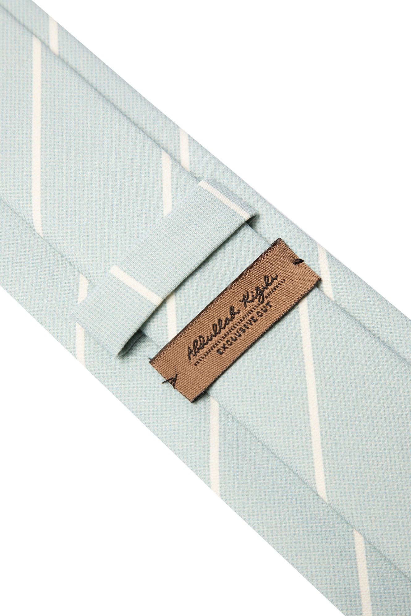 Mint Yeşili Çizgili İpek Kravat