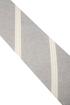 Orta Gri Çizgili İpek Kravat