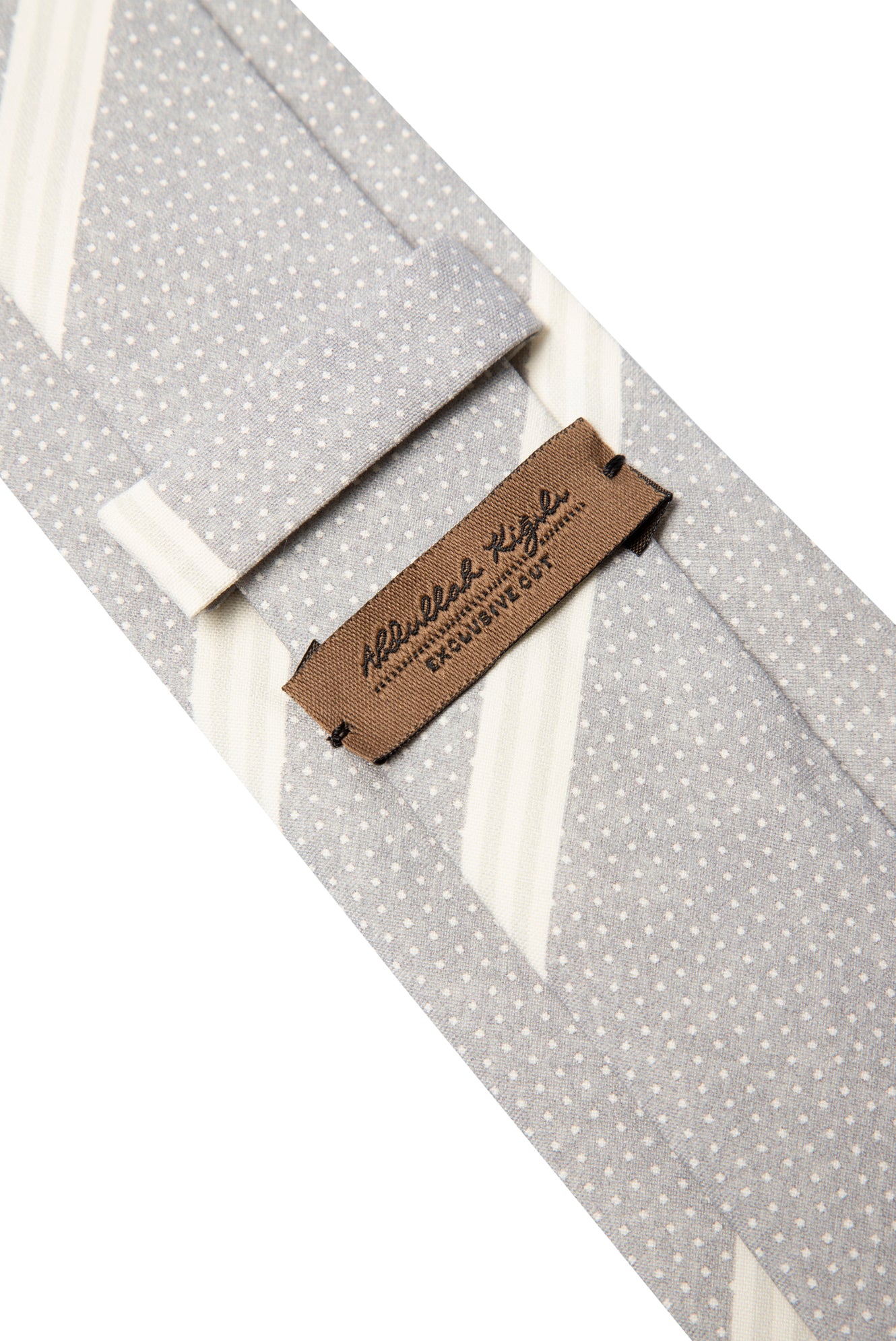 Orta Gri Çizgili İpek Kravat