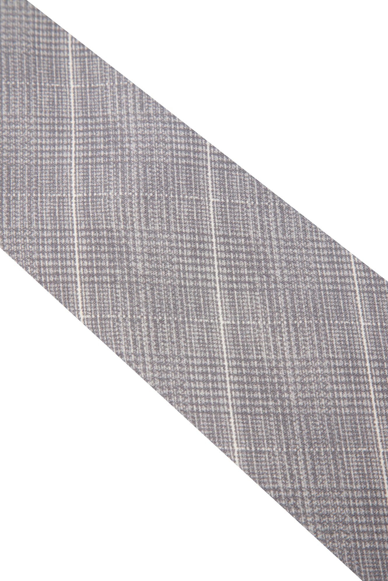 Orta Gri Çizgili İpek Kravat