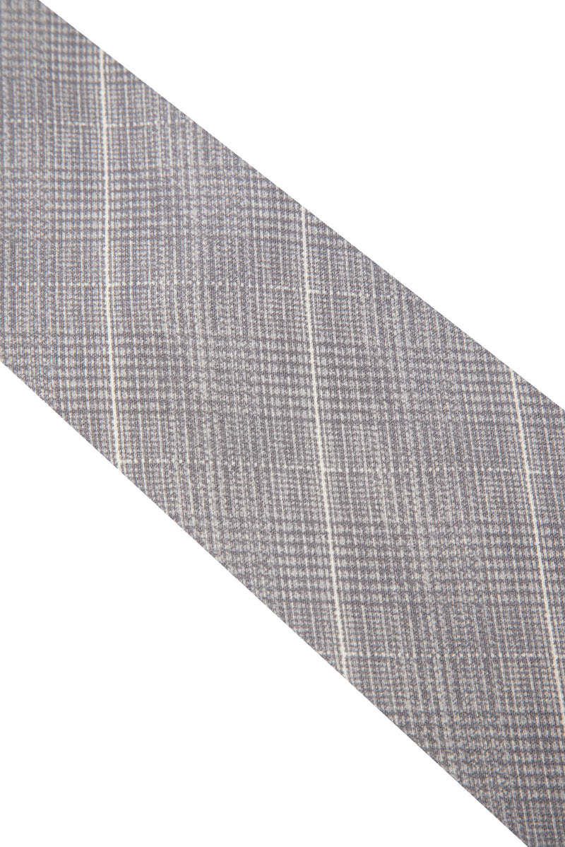 Orta Gri Çizgili İpek Kravat