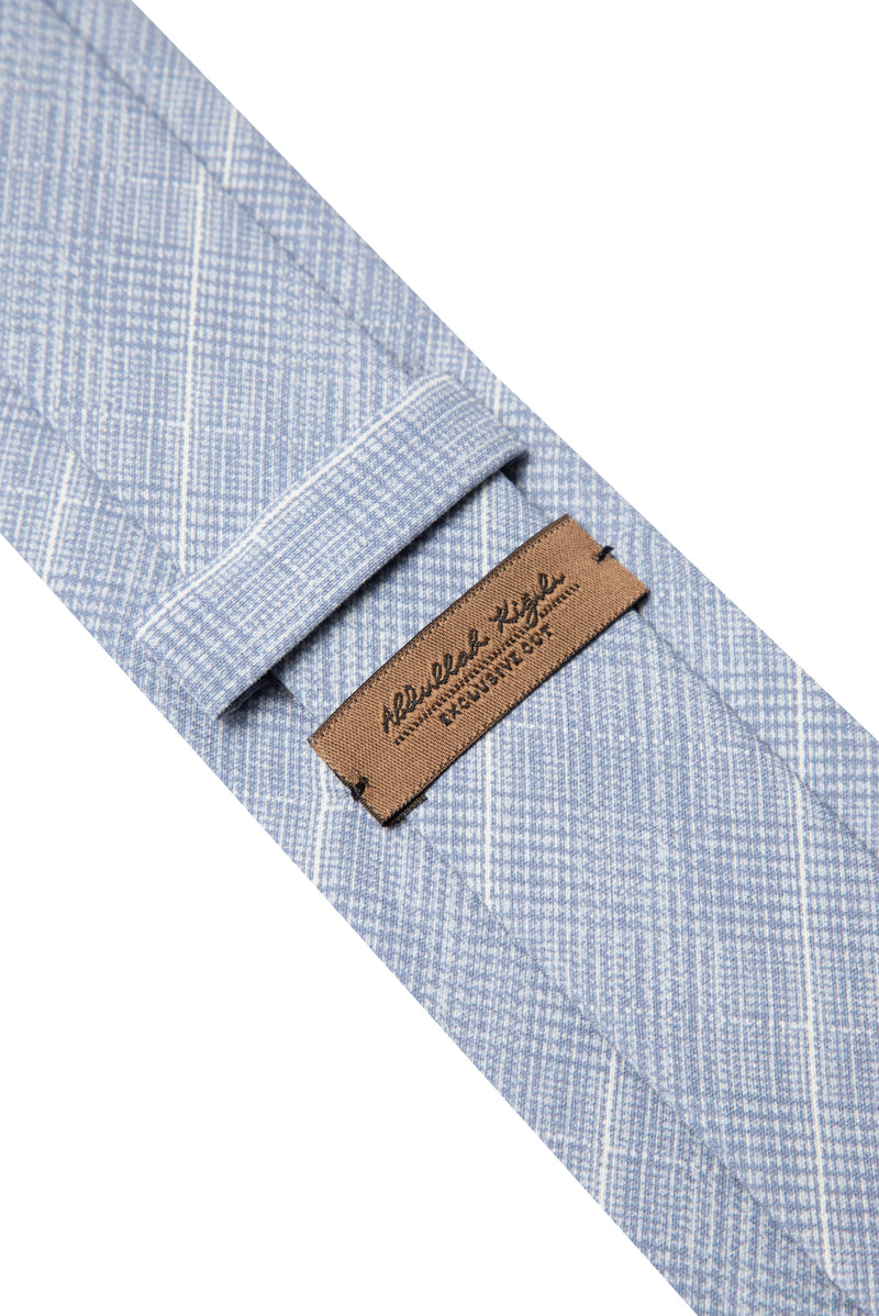 Açık Mavi Çizgili İpek Kravat