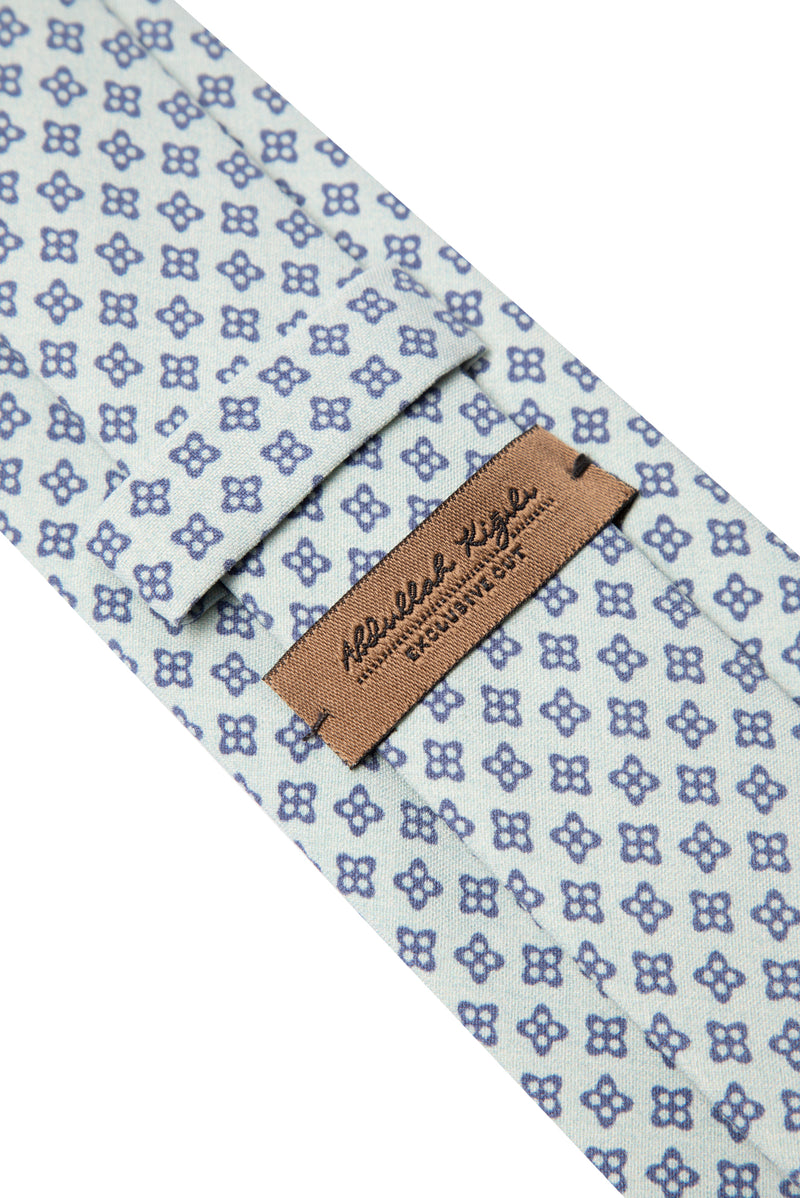 Mint Yeşili Desenli İpek Kravat