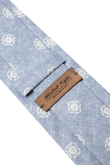 Mavi Desenli İpek Kravat