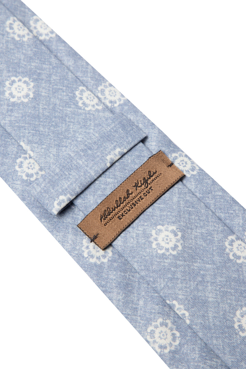 Mavi Desenli İpek Kravat