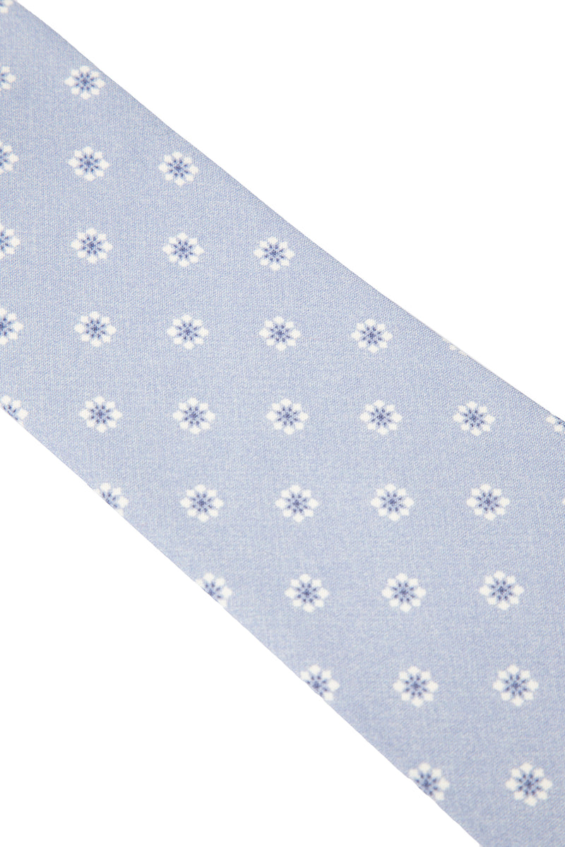 Mavi Desenli İpek Kravat