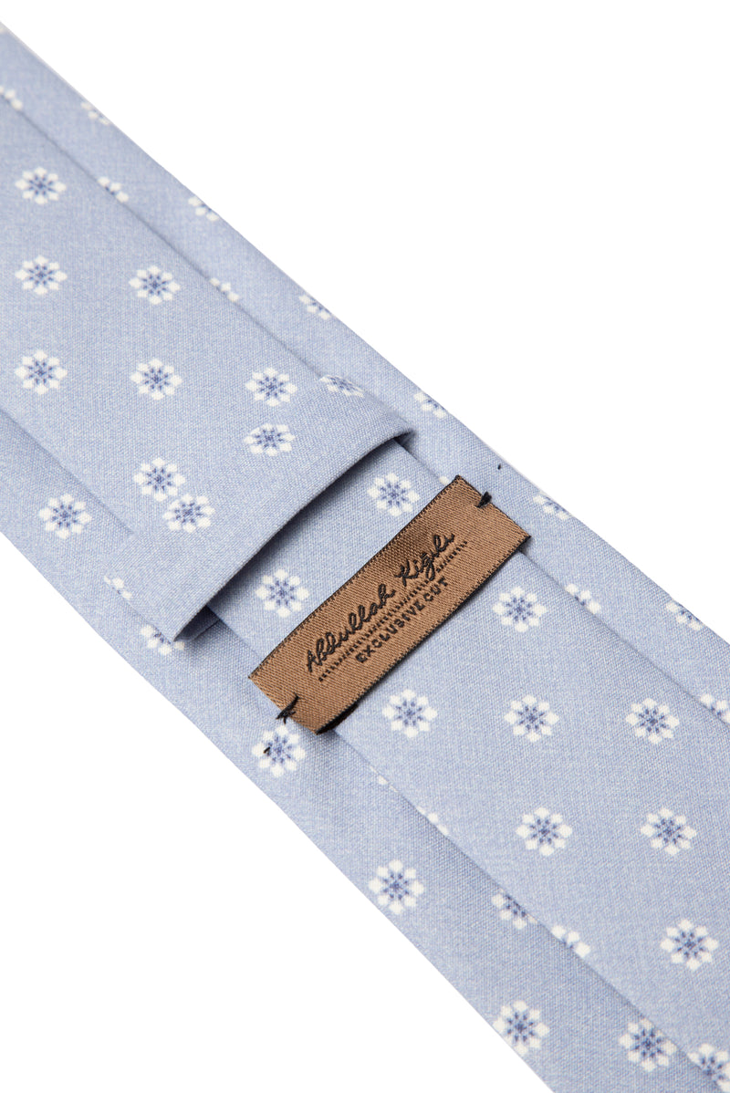 Mavi Desenli İpek Kravat