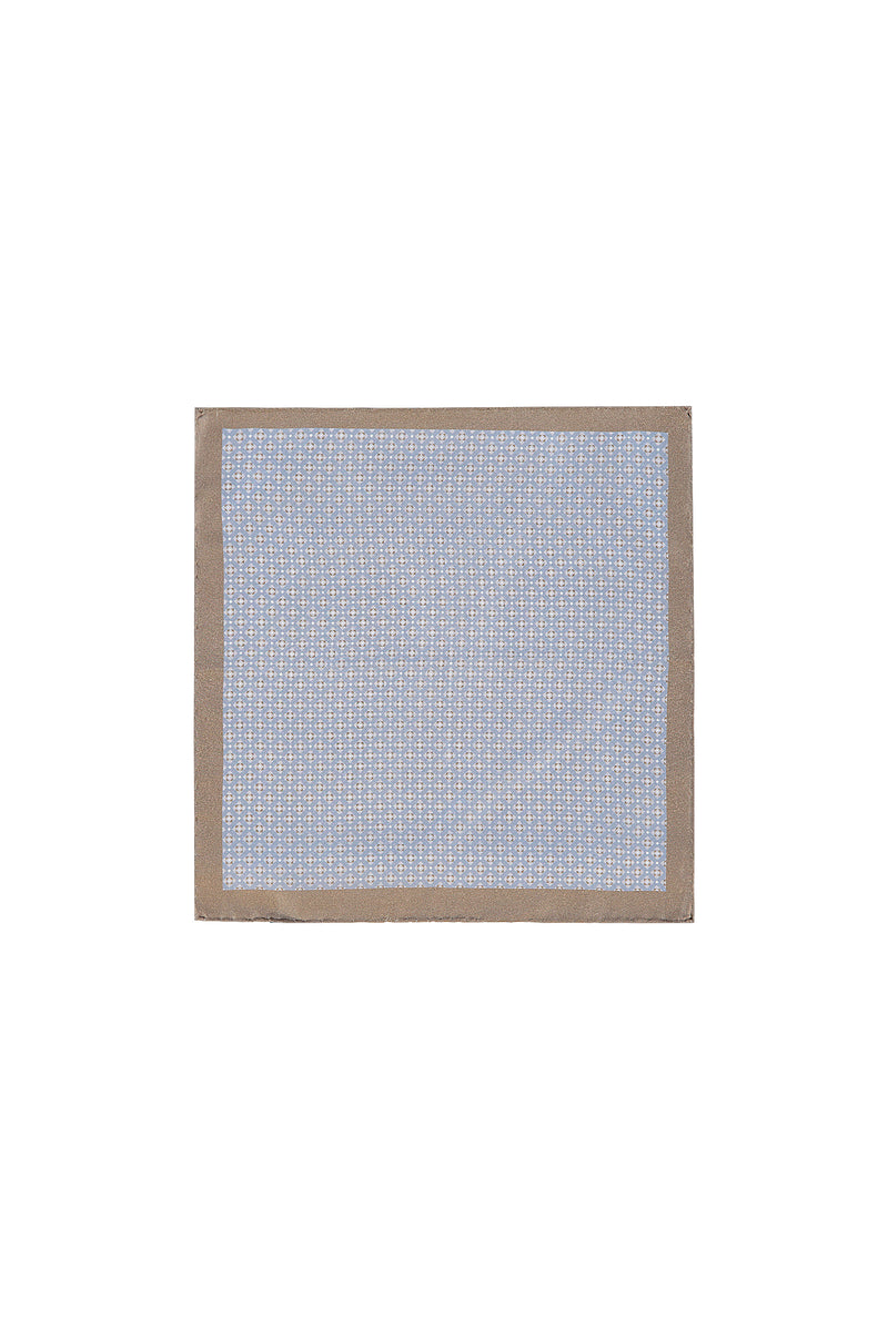 Açık Mavi Desenli İpek Mendil