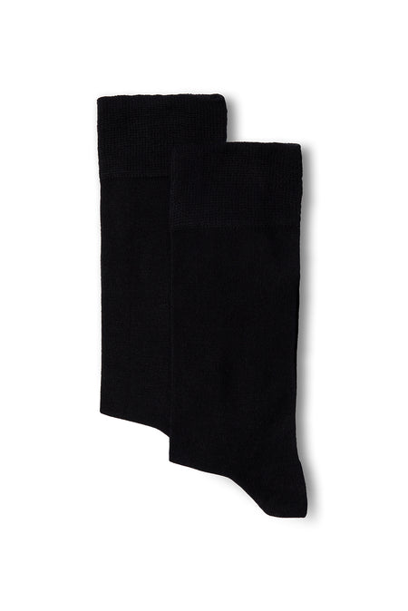 Siyah 2'li Düz Likralı Esnek Bambu Karışımlı İnce Çorap Seti