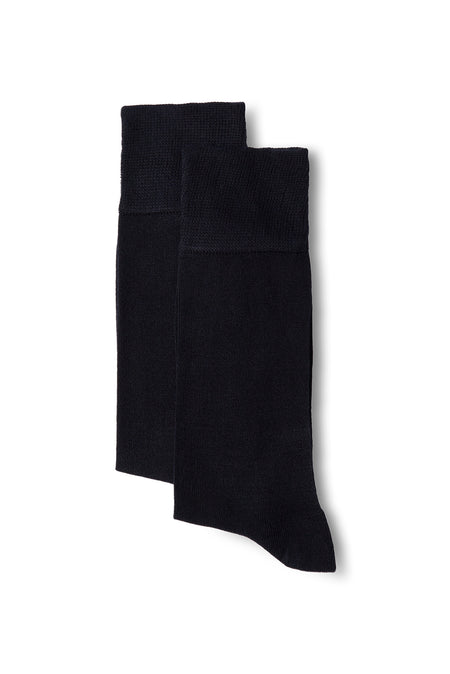 Koyu Lacivert 2'li Düz Likralı Esnek Bambu Karışımlı İnce Çorap Seti