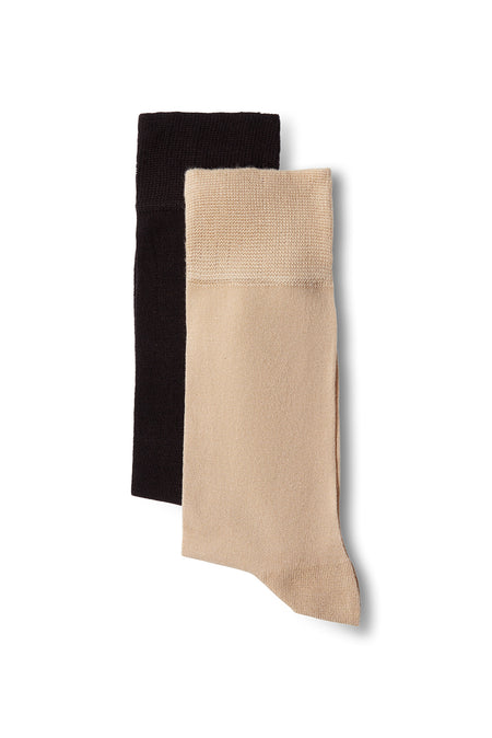 Koyu Kahve 2'li Düz Likralı Esnek Bambu Karışımlı İnce Çorap Seti