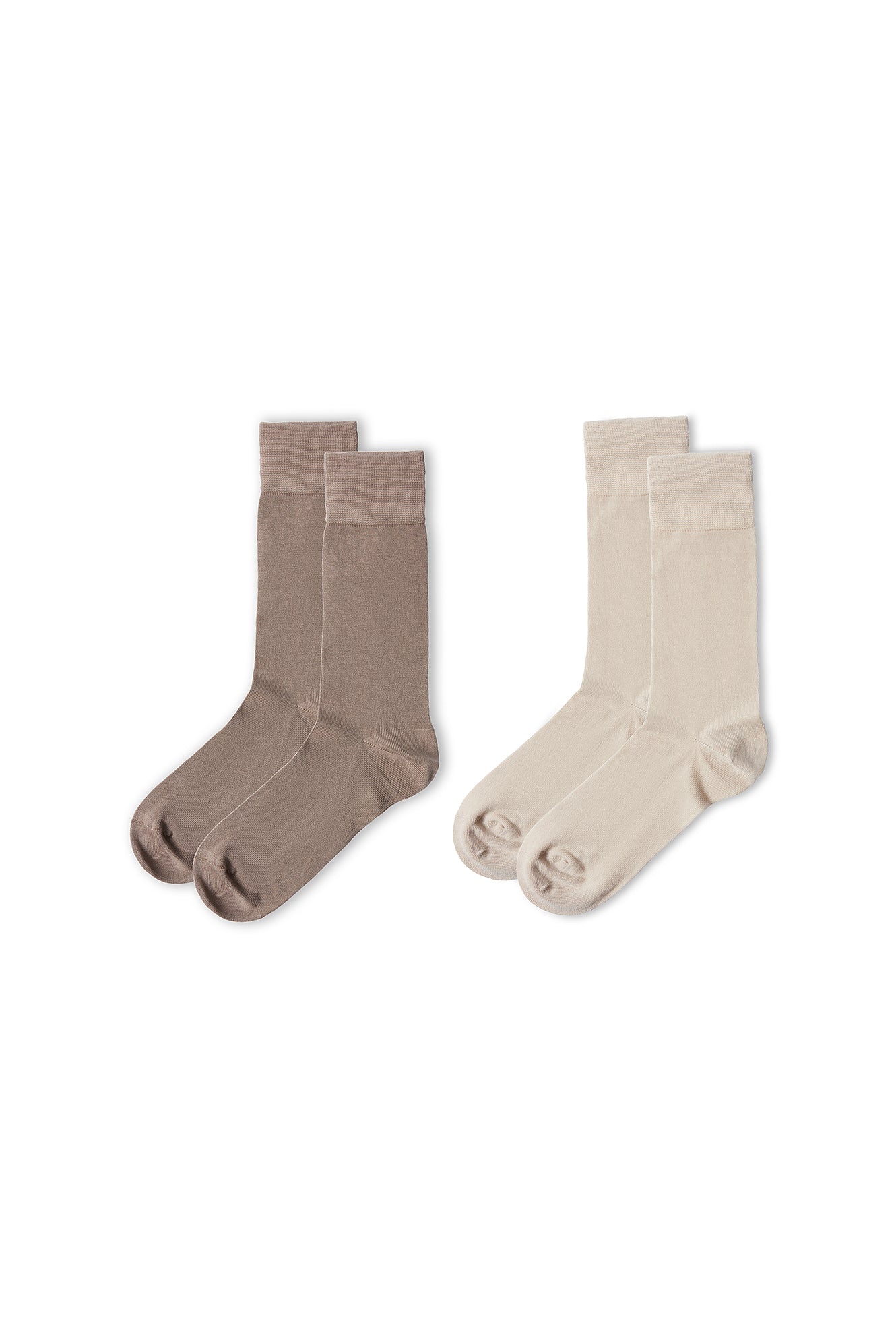 Orta Bej 2'li Düz Likralı Esnek Bambu Karışımlı İnce Çorap Seti