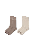 Orta Bej 2'li Düz Likralı Esnek Bambu Karışımlı İnce Çorap Seti