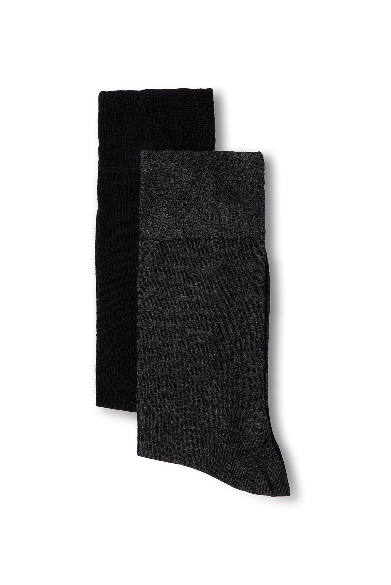 Koyu Antrasit Melanj 2'li Düz Likralı Esnek Bambu Karışımlı İnce Çorap Seti