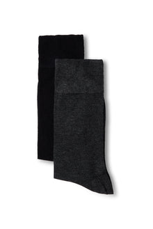 Koyu Antrasit Melanj 2'li Düz Likralı Esnek Bambu Karışımlı İnce Çorap Seti