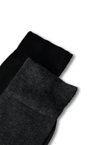 Koyu Antrasit Melanj 2'li Düz Likralı Esnek Bambu Karışımlı İnce Çorap Seti