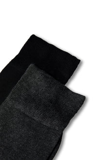 Koyu Antrasit Melanj 2'li Düz Likralı Esnek Bambu Karışımlı İnce Çorap Seti
