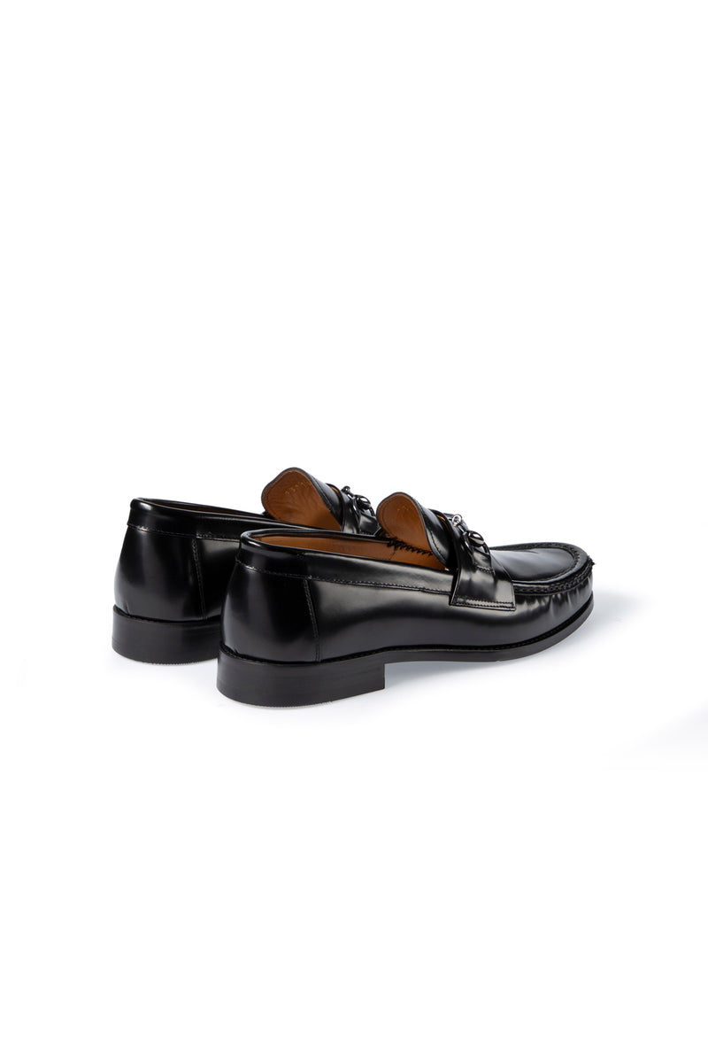 Siyah Tokalı Klasik Deri Loafer Ayakkabı
