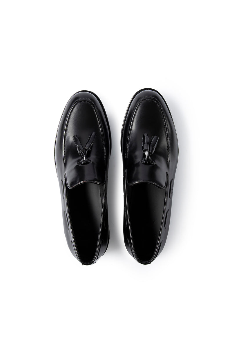 Siyah Püsküllü Klasik Deri Loafer Ayakkabı