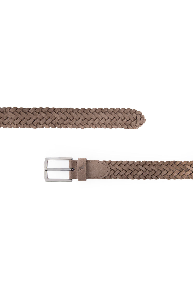 Orta Vizon Süet Örgü Deri Kemer